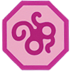 Octógono com o logotipo específico da alimentação/Voro