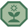 Octógono com o logotipo específico da alimentação/Voro